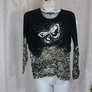 Butterfly Sweater by Perri Black and Ivory Size XL